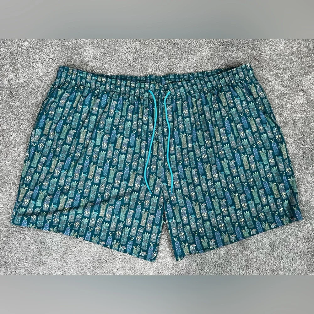 Caribbean 4XB Swim Trunks Green 3 Pockets Boxer Brief Liner Quick Dry Cocktails